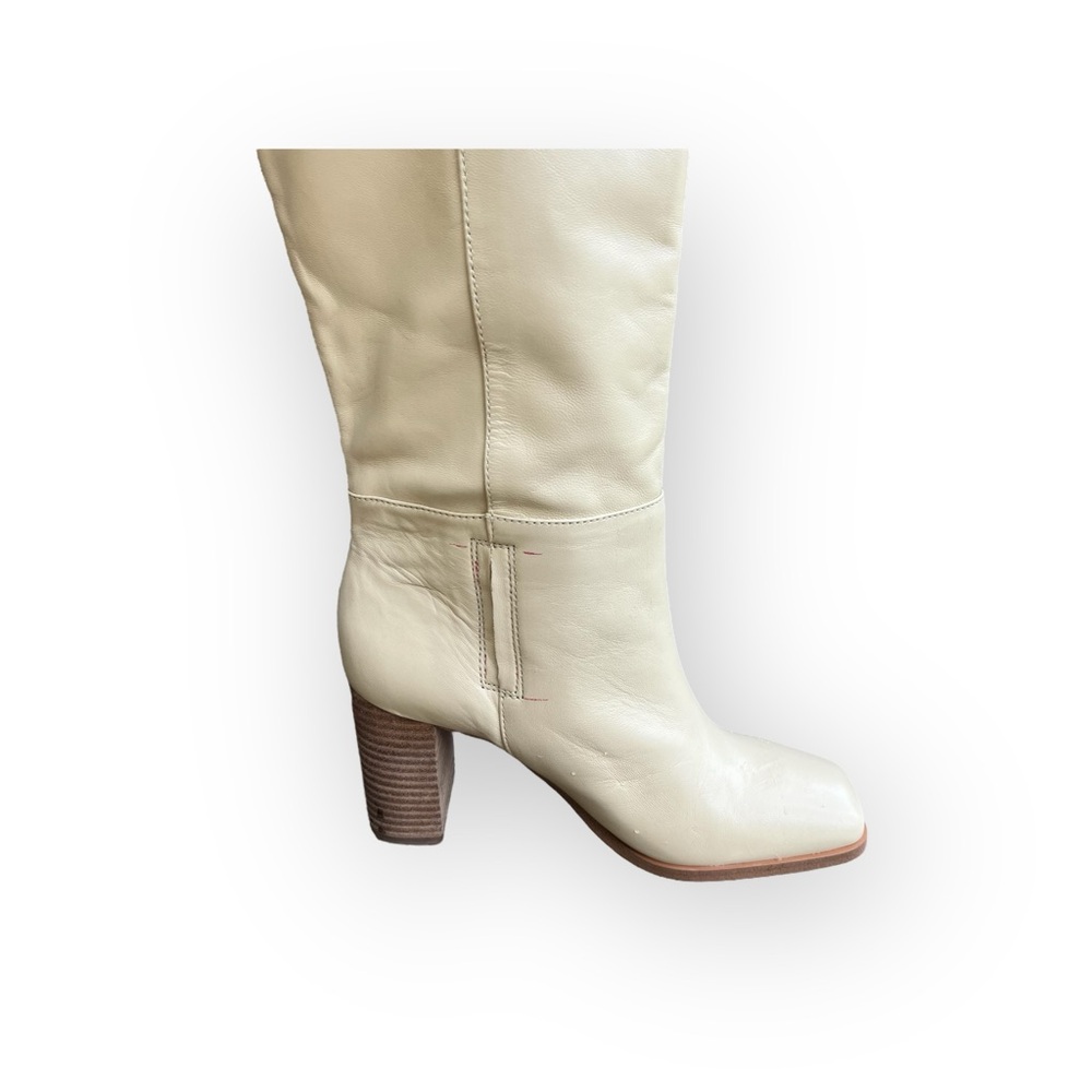 Sam Edelman Cream Knee-High Leather Boots 3.25” heels - Picture 4 of 15